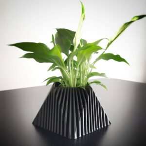 Black Geometric 3D Printed Planter,