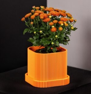 Modern Geometric Planter in Orange