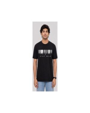 Men’s Casual Black Printed T-Shirt