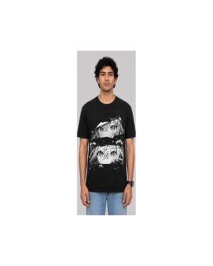 Men’s Black Abstract Graphic Print T-Shirt